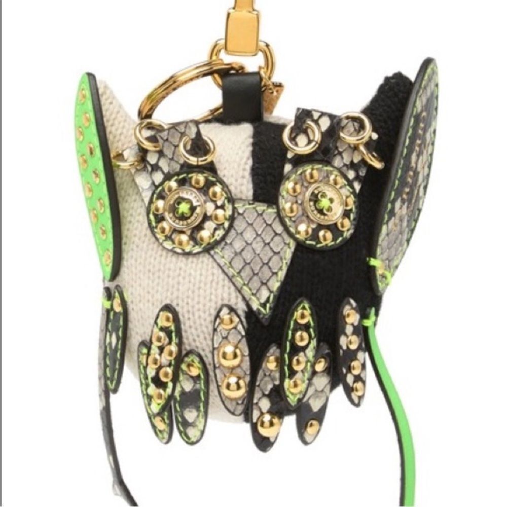 Burberry Black and Green Owl Keychain NWT